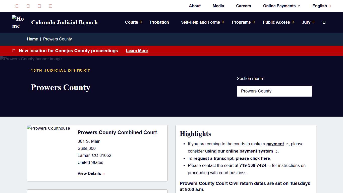 Prowers County | Colorado Judicial Branch