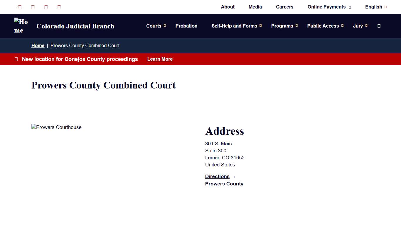 Prowers County Combined Court | Colorado Judicial Branch